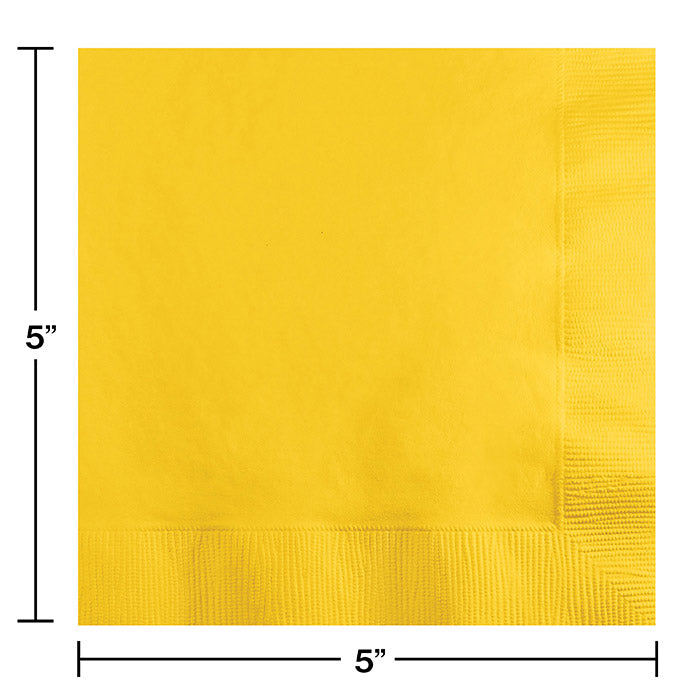 Bulk 600ct School Bus Yellow 2 ply Beverage Napkins 