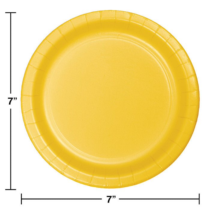 Bulk 240ct School Bus Yellow Paper 6.75 inch Dessert Plates 