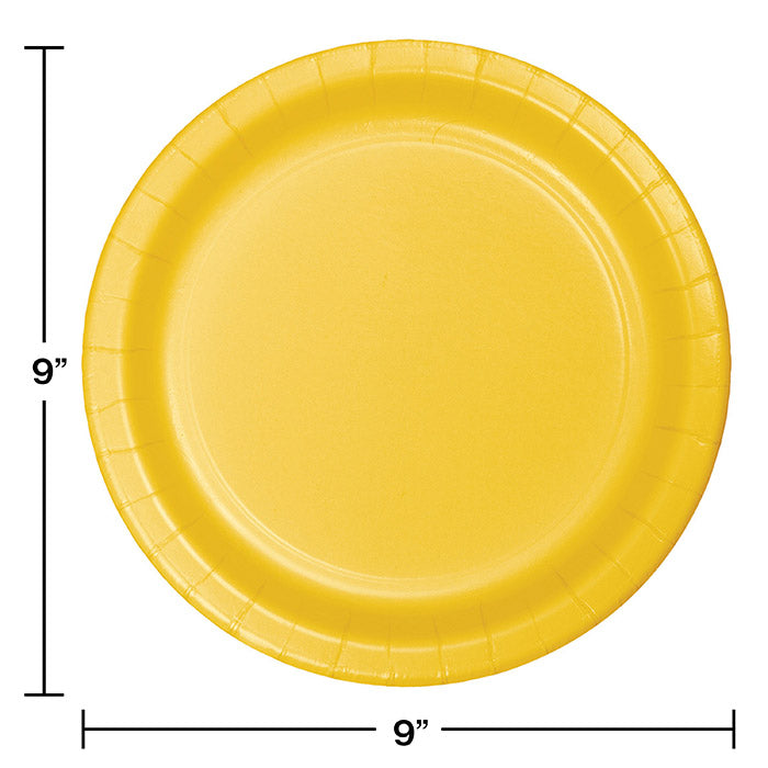 Bulk 240ct School Bus Yellow Sturdy Style 8.75 inch Dinner Plates 
