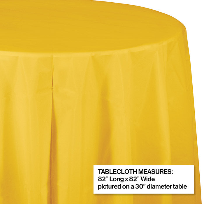 Bulk 12ct School Bus Yellow Round Plastic 82 inch Table Covers 