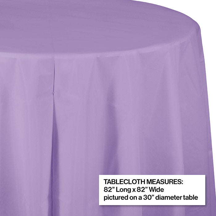 Bulk 12ct Luscious Lavender Round Plastic 82 inch Table Covers 