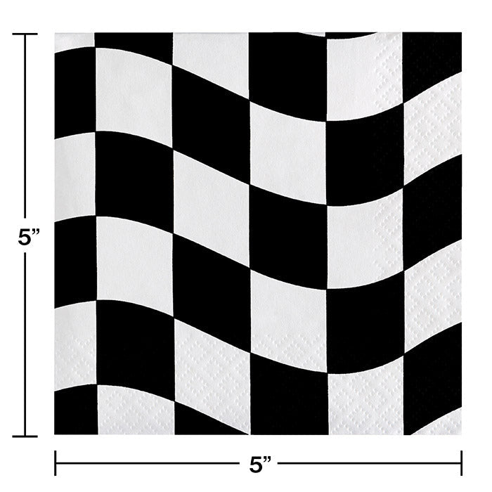 216ct Bulk Black and White Check Beverage Napkins