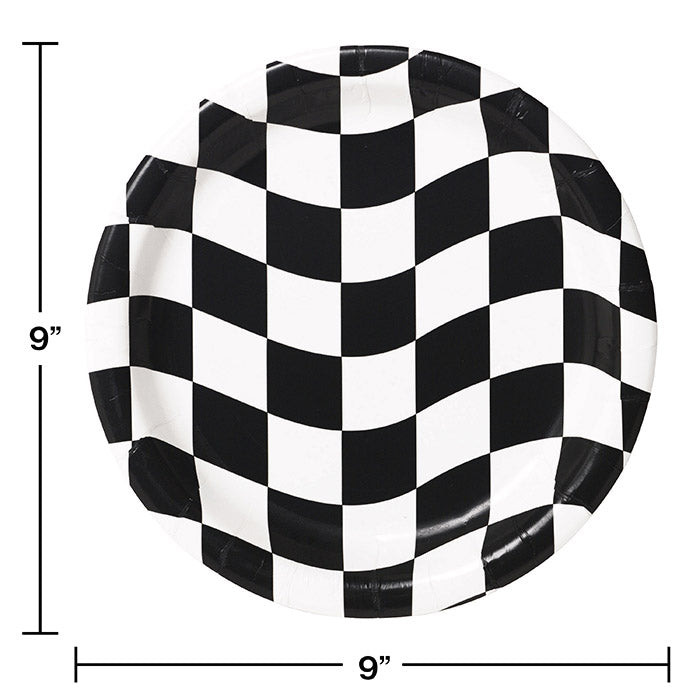 96ct Bulk Black and White Check Dinner Plates