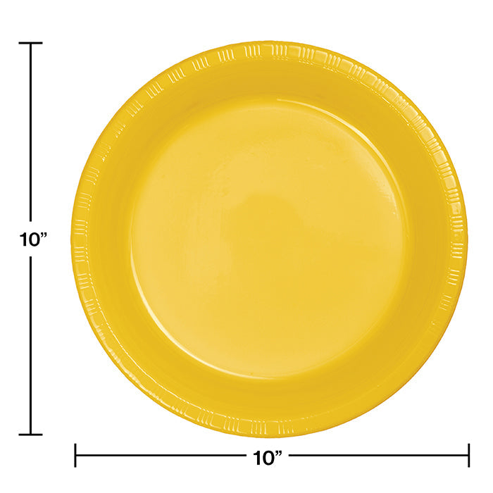 Bulk 240ct School Bus Yellow Plastic Banquet Plates 10.25 inch 