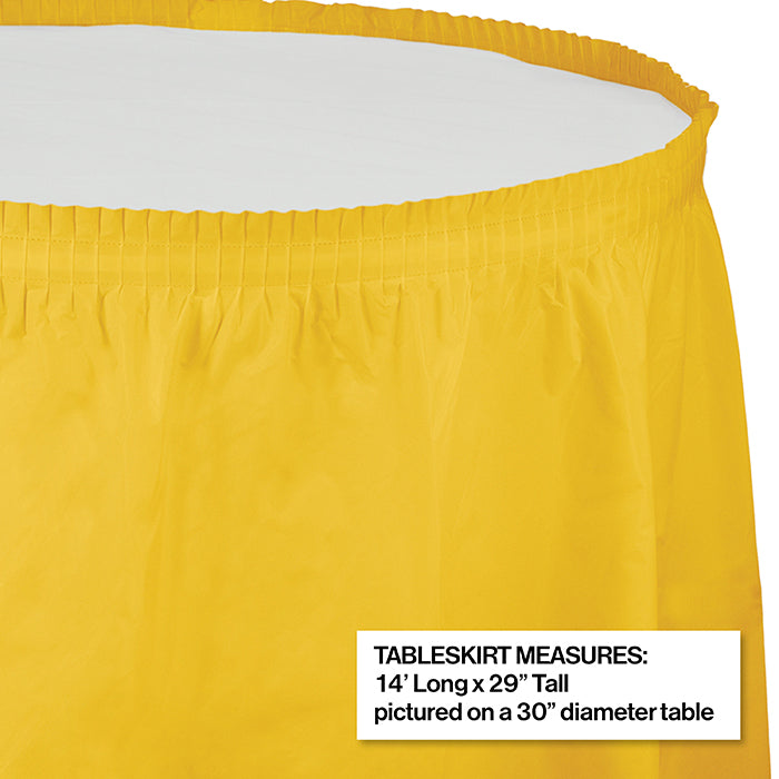 Bulk 6ct School Bus Yellow Plastic Tableskirt 29 inch x 14 ft 