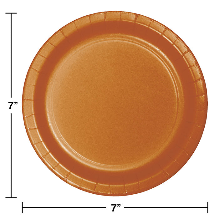 Bulk 240ct Pumpkin Spice Orange Paper 6.75 inch Dessert Plates 