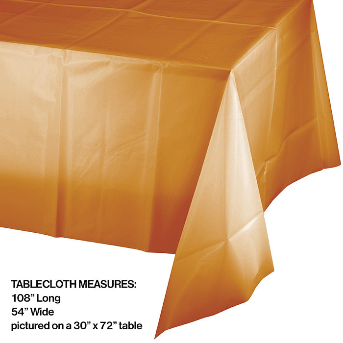 Bulk 12ct Pumpkin Spice Orange Plastic Table Covers 54 inch x 108 inch 