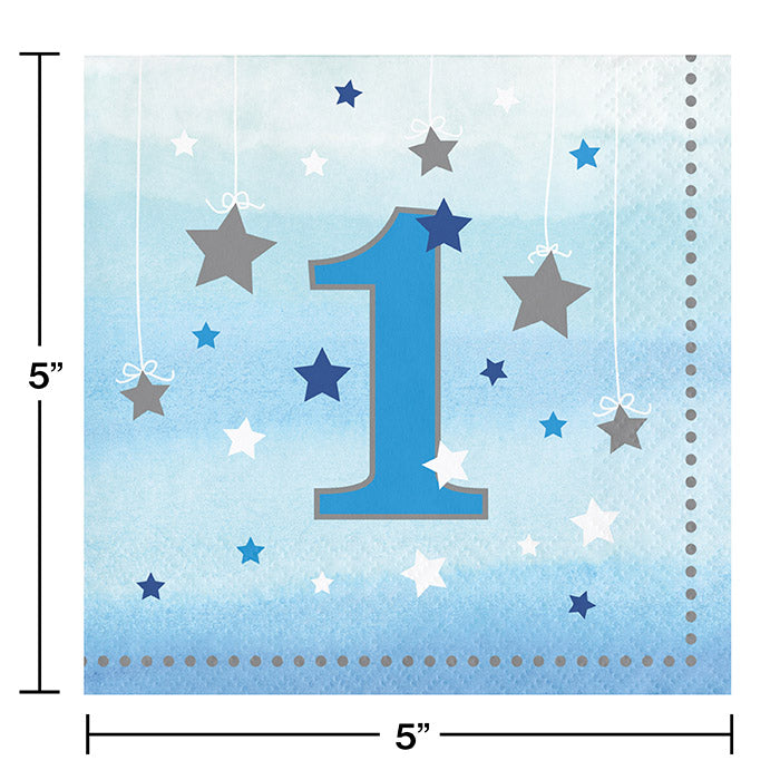 192ct Bulk One Little Star Boy 1st Birthday Beverage Napkins