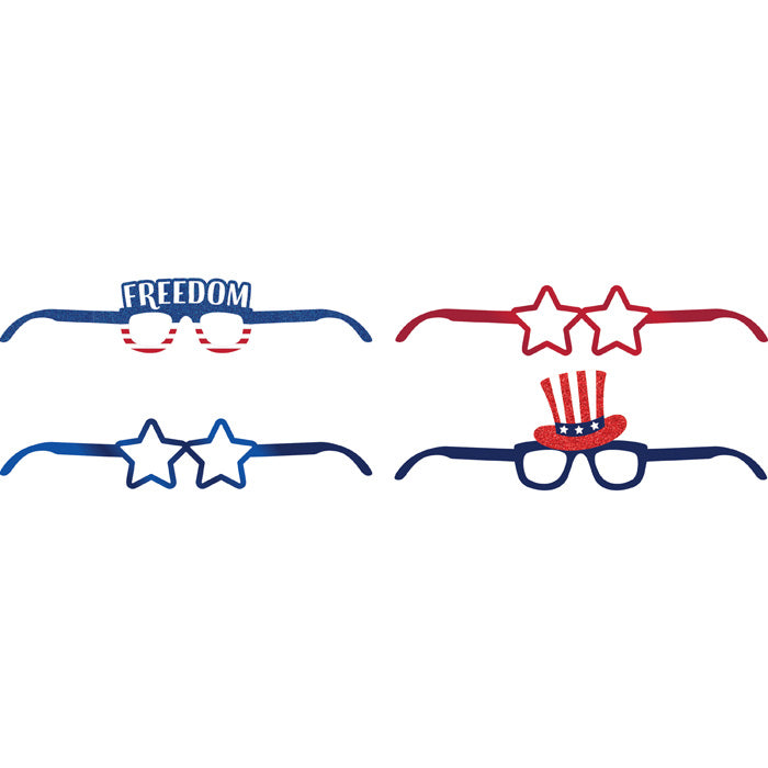 24ct Bulk Patriotic Fourth of July Deluxe Paper Eyeglasses