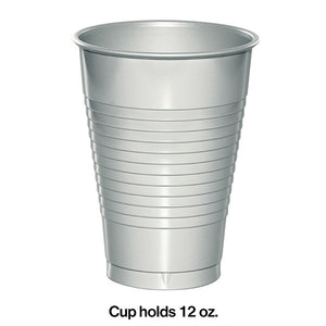 240ct Bulk Shimmering Silver 12 oz Plastic Cups