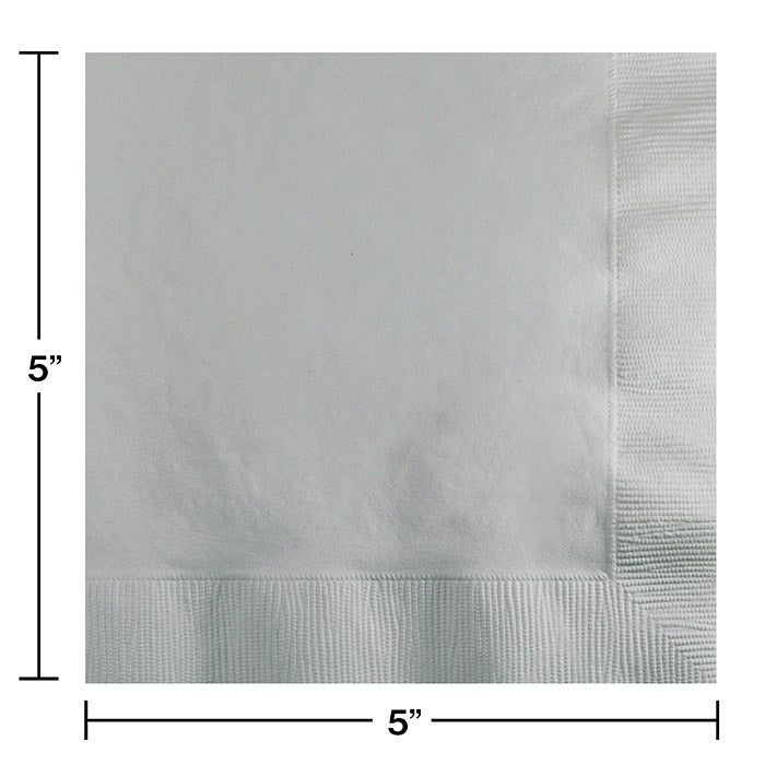 Bulk 1200ct Shimmering Silver 2 Ply Beverage Napkins 
