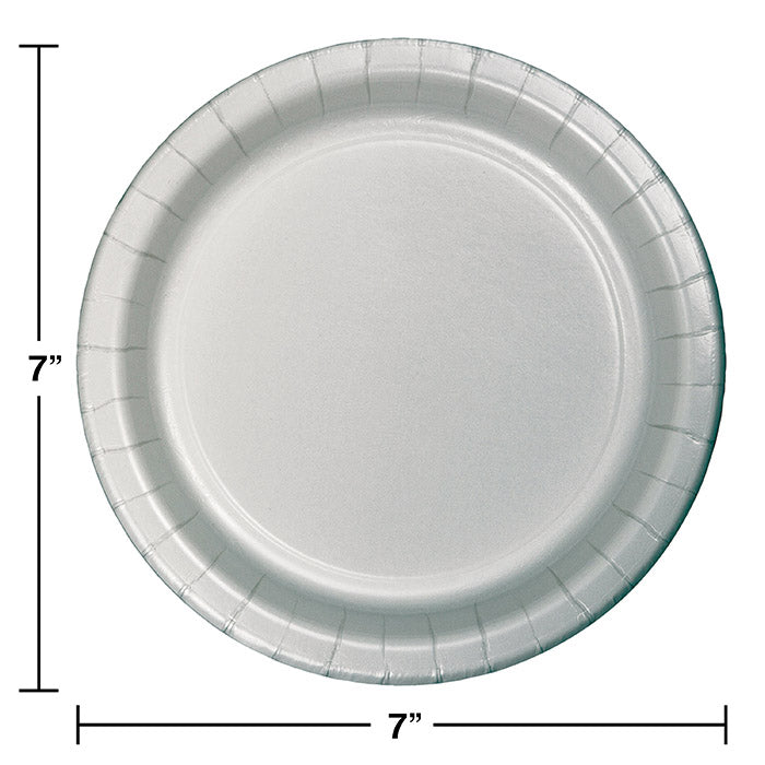 Bulk 240ct Shimmering Silver Paper 6.75 inch Dessert Plates 