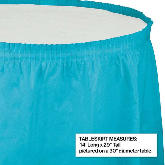 Bulk 6ct Bermuda Blue Plastic Tableskirt 29 inch x 14 ft 