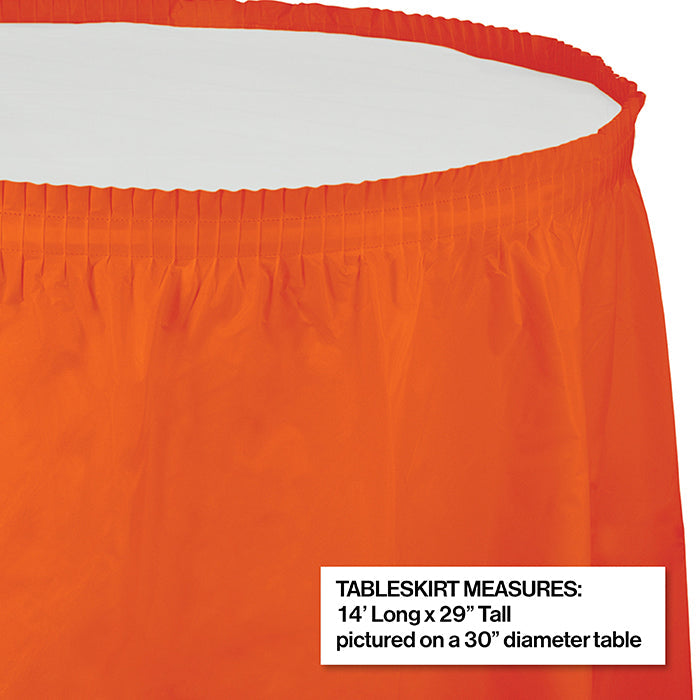 Bulk 6ct Sunkissed Orange Plastic Tableskirt 29 inch x 14 ft 