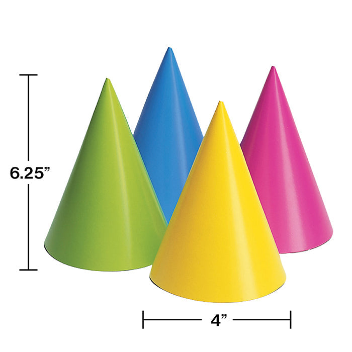 96ct Bulk Neon Party Hats