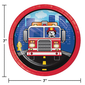 96ct Bulk Fire Truck Dessert Plates