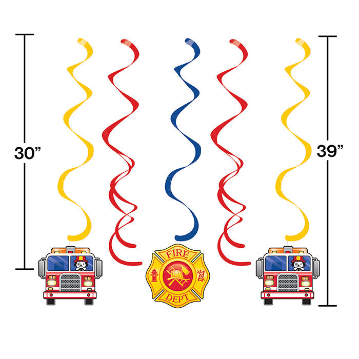 30ct Bulk Fire Truck Swirl Decorations