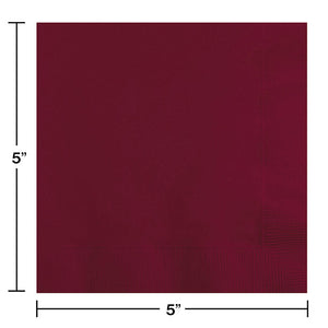 1200ct Bulk Burgundy 2 Ply Beverage Napkins