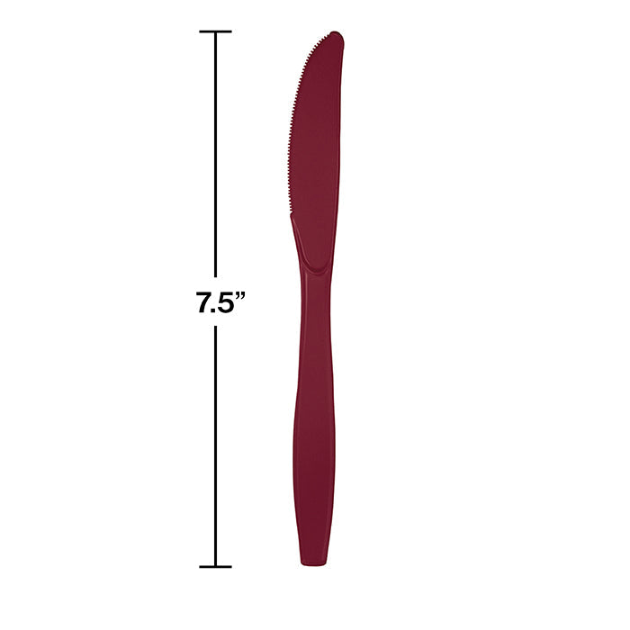 Bulk 288ct Burgundy Plastic Knives 
