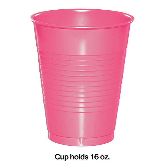 Bulk 240ct Candy Pink 16 oz Plastic Cups 