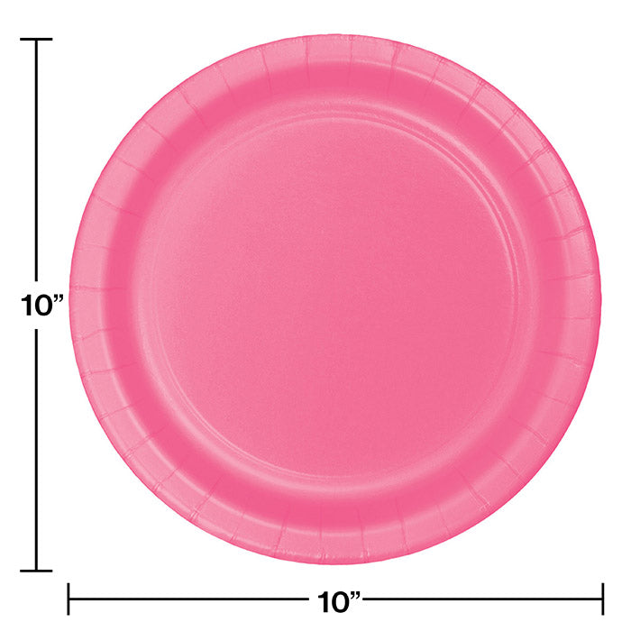 Bulk 240ct Candy Pink Sturdy Style Paper Banquet Plates 10.25 inch 