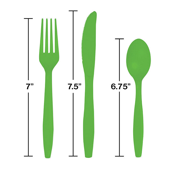 Bulk 216ct Fresh Lime Green Value Friendly Assorted Plastic Cutlery 