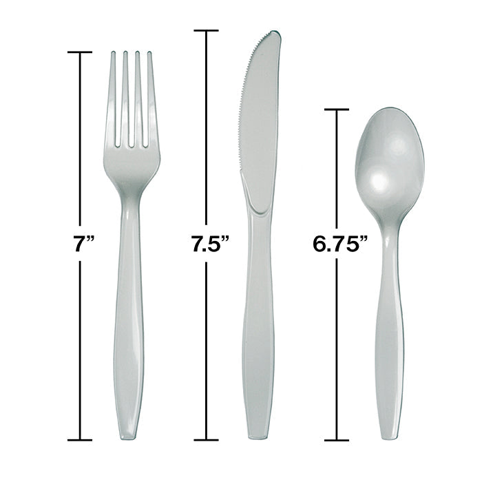Bulk 288ct Shimmering Silver Assorted Plastic Cutlery 