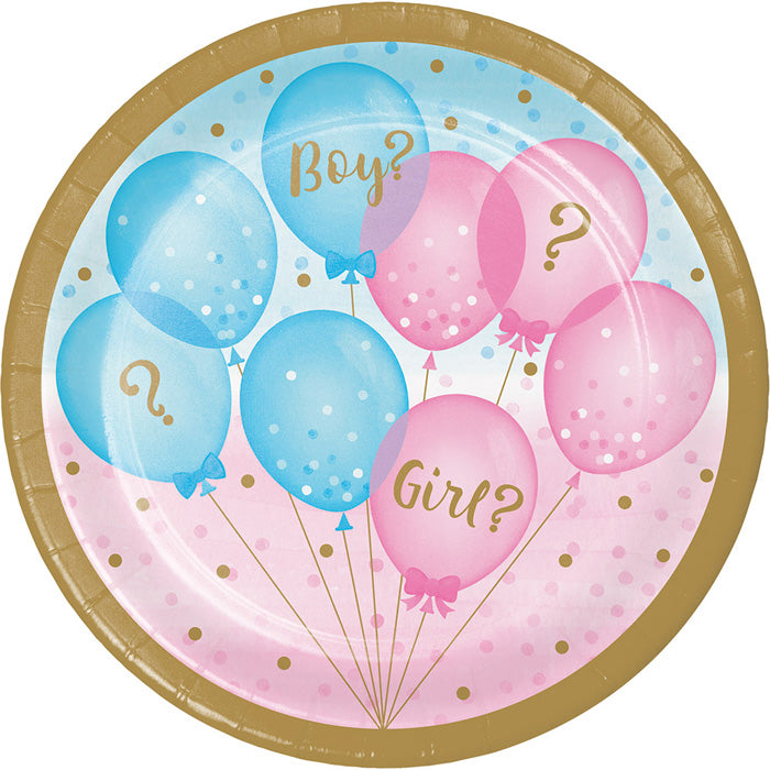 96ct Bulk Gender Reveal Balloons Dessert Plates