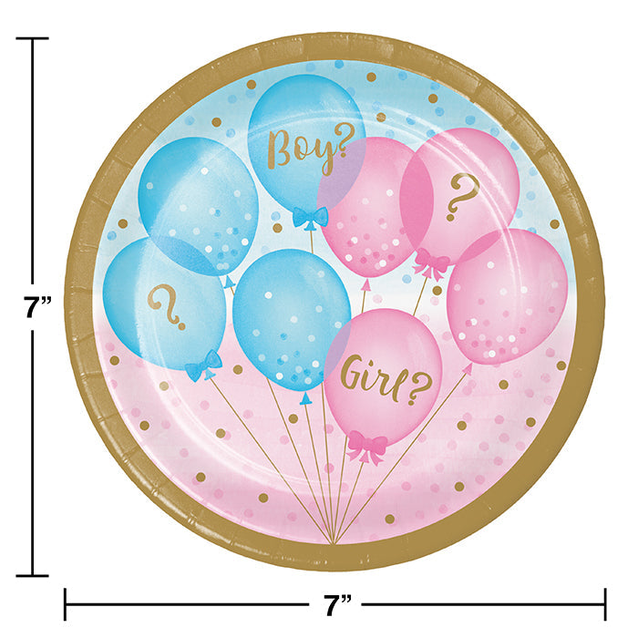 96ct Bulk Gender Reveal Balloons Dessert Plates