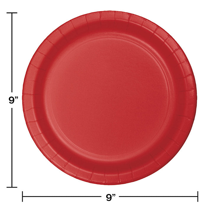 Bulk 240ct Classic Red Sturdy Style 8.75 inch Dinner Plates 