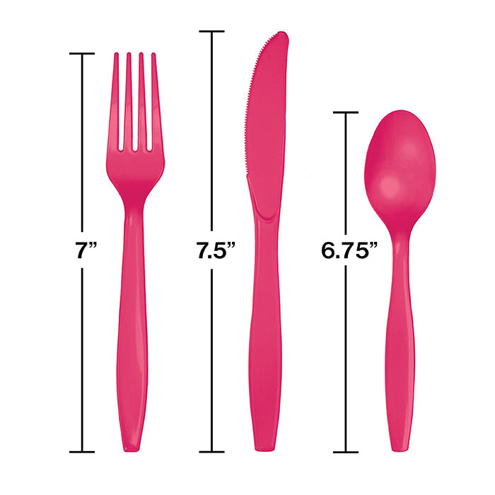 Bulk 288ct Hot Magenta Assorted Plastic Cutlery 