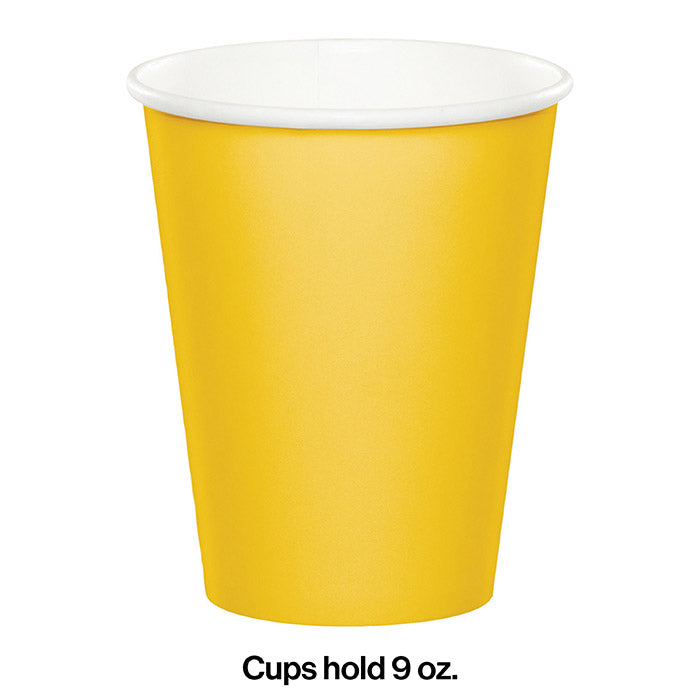 Bulk 96ct School Bus Yellow Value Friendly 9 oz Hot & Cold Cups 