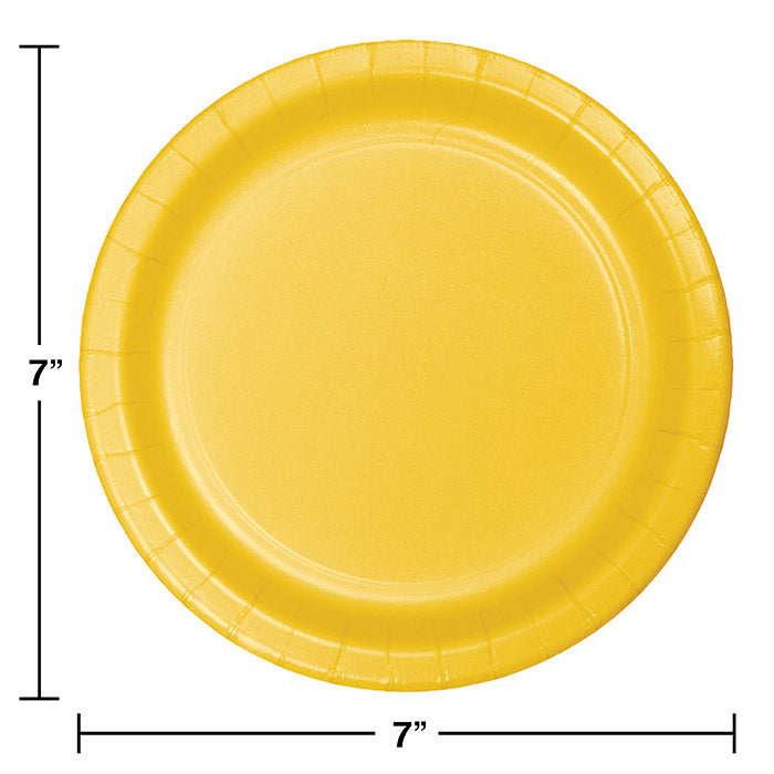 Bulk 96ct School Bus Yellow Value Friendly Dessert Plates 