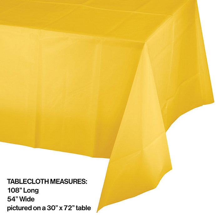 Bulk 12ct School Bus Yellow Value Friendly Plastic Table Cover 