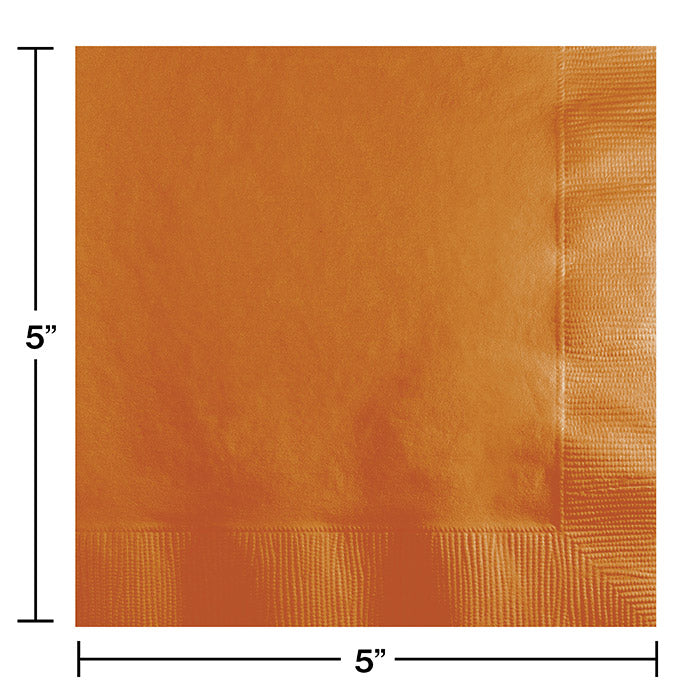 Bulk 600ct Pumpkin Spice Orange Beverage Napkins 2 Ply 