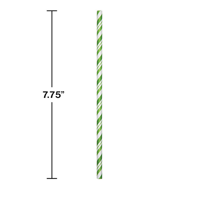 Bulk 144ct Fresh Lime and White Striped Flex Paper Straws 
