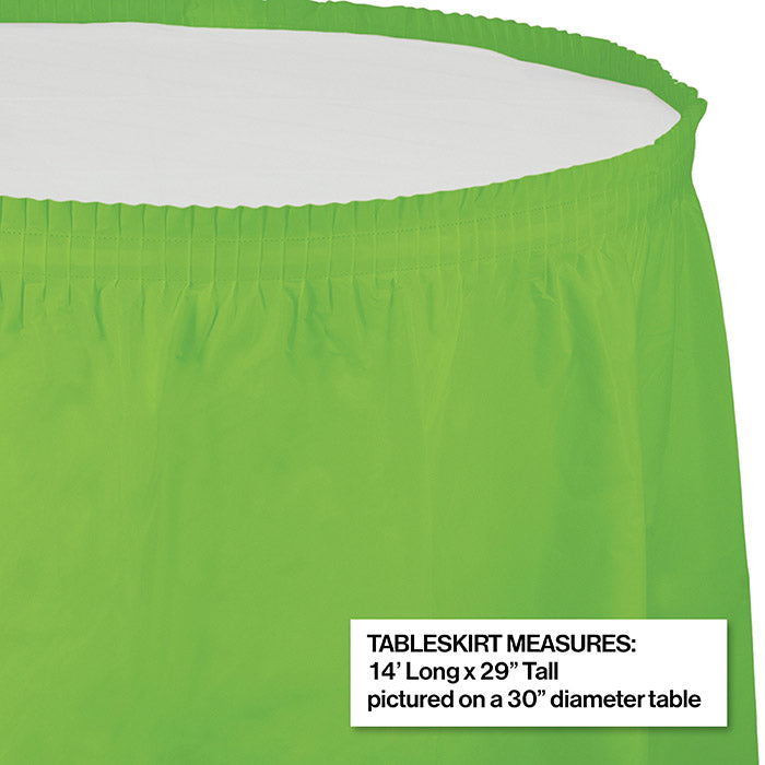 Bulk 6ct Fresh Lime Plastic Tableskirt 29 inch x 14 ft 