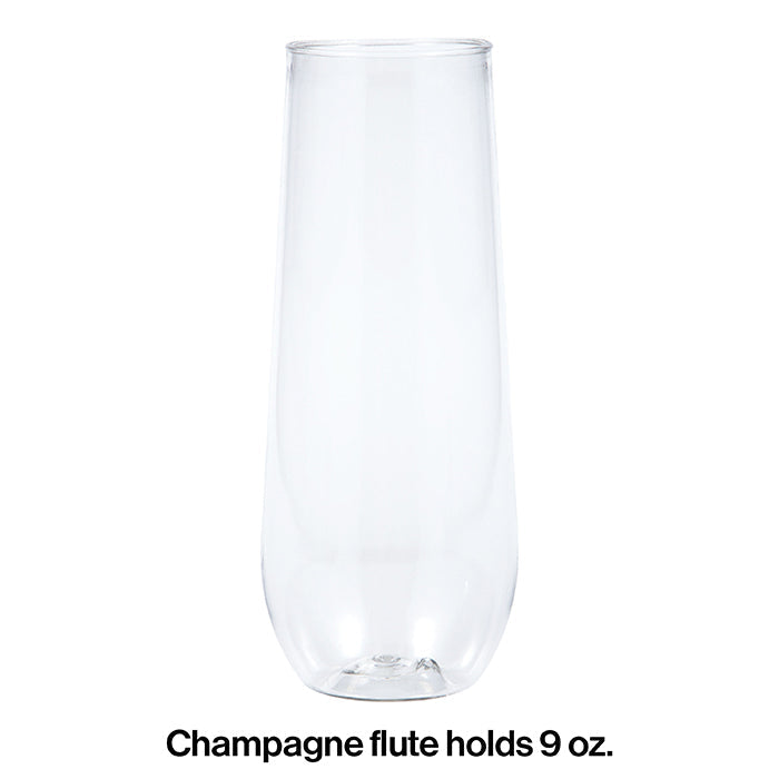 Bulk 24ct Clear 9 oz Plastic Stemless Champagne Flutes 