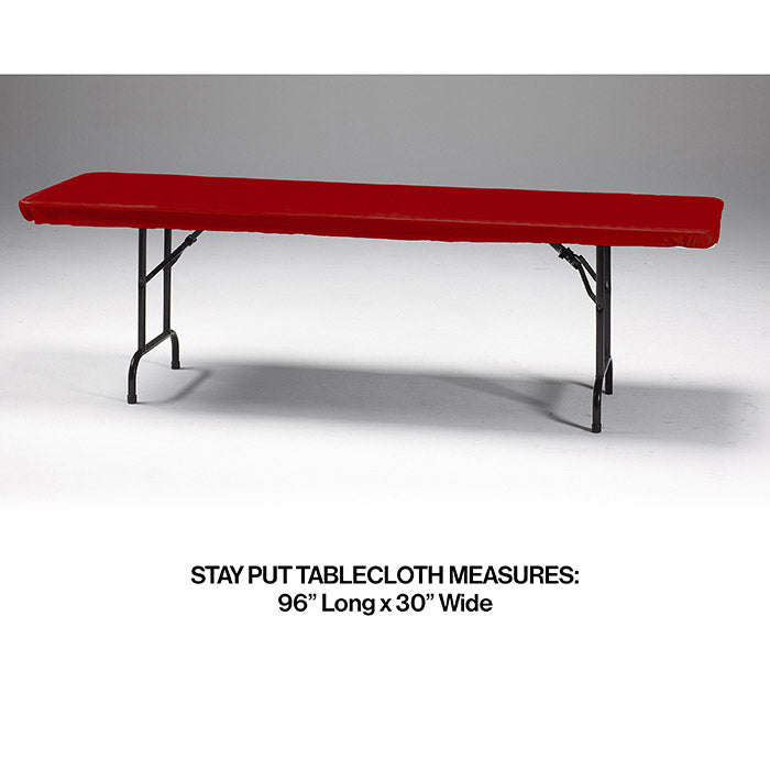 Bulk 12ct Red Stay Put 30" x 96" Table Covers 