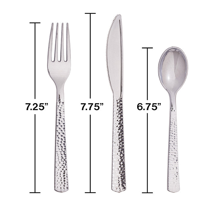 Bulk 288ct Silver Metallic Hammered Assorted Cutlery 