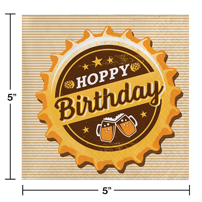 192ct Bulk Cheers and Beers Beverage Napkins Hoppy Birthday