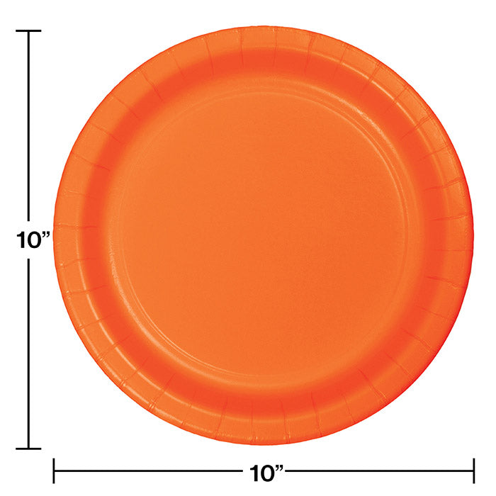 Bulk 240ct Sunkissed Orange Sturdy Style Paper Banquet Plates 10.25 inch 