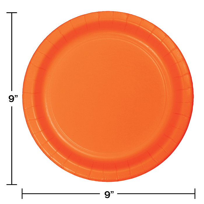 Bulk 240ct Sunkissed Orange Sturdy Style 8.75 inch Dinner Plates 