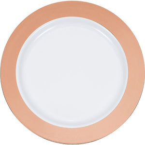 120ct Bulk Rose Gold Rim Plastic Banquet Plates