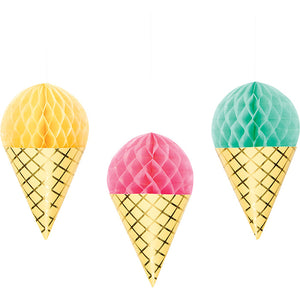 18ct Bulk Ice Cream Party Hanging Honeycomb Ice Cream Decorations