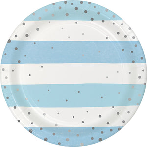 96ct Bulk Blue and Silver Celebration Dessert Plates