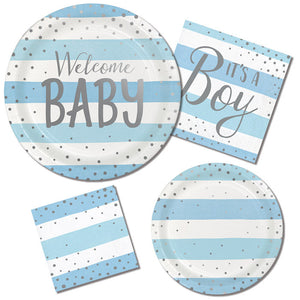 12ct Bulk Blue and Silver Celebration Baby Shower Banners