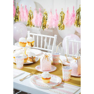 96ct Bulk Pink and Gold Celebration Dessert Plates