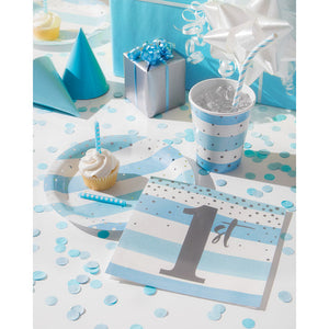 6ct Bulk Blue and Silver Celebration Paper Table Covers