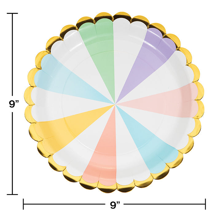 96ct Bulk Pastel Celebrations Scalloped Dinner Plates